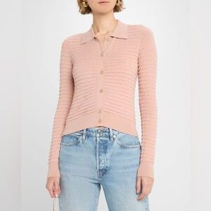 NWT $398 FRAME The Smocked Silk & Cotton Cardigan